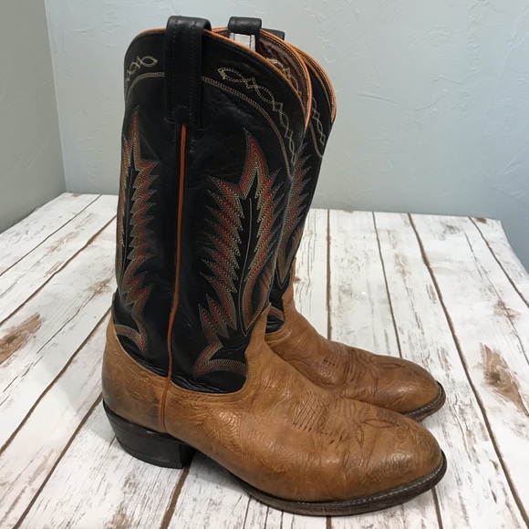 Tony Lama Cowboy Boots Size 10.5 mens Leather Western - Picture 6 of 17